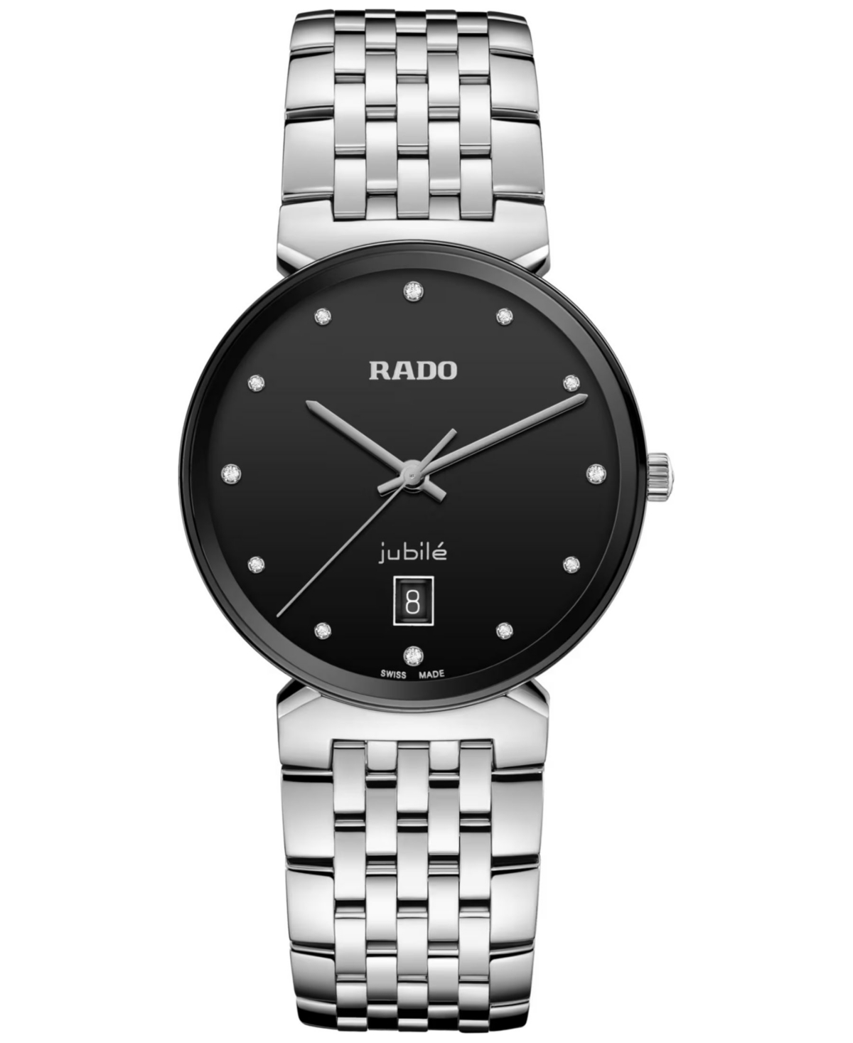 Shop Rado Women's Swiss Florence Classic Diamond (1/20 Ct. T.w.) Stainless Steel Bracelet Watch 38mm In Silver