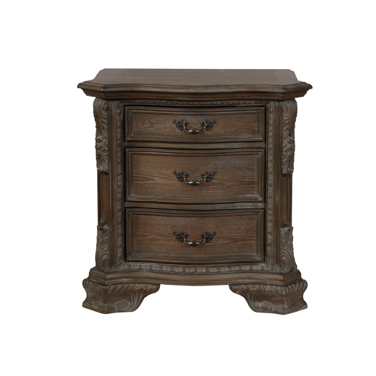 Traditional Sheffield Nightstand End Table with Three Storage DrawersDecorative Drawer Pulls 1pc - Grey