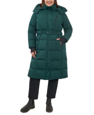 Women's Plus Size Belted Hooded Puffer Coat