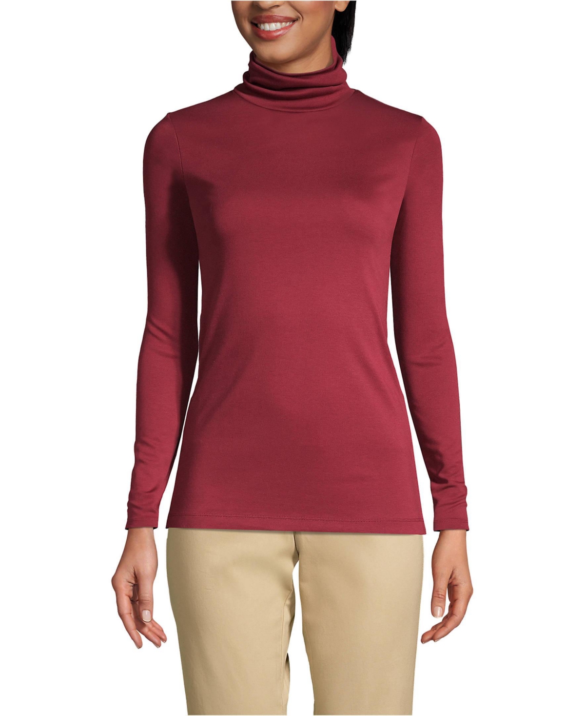 Lands' End Women's Supima Cotton Relaxed Long Sleeve Turtleneck