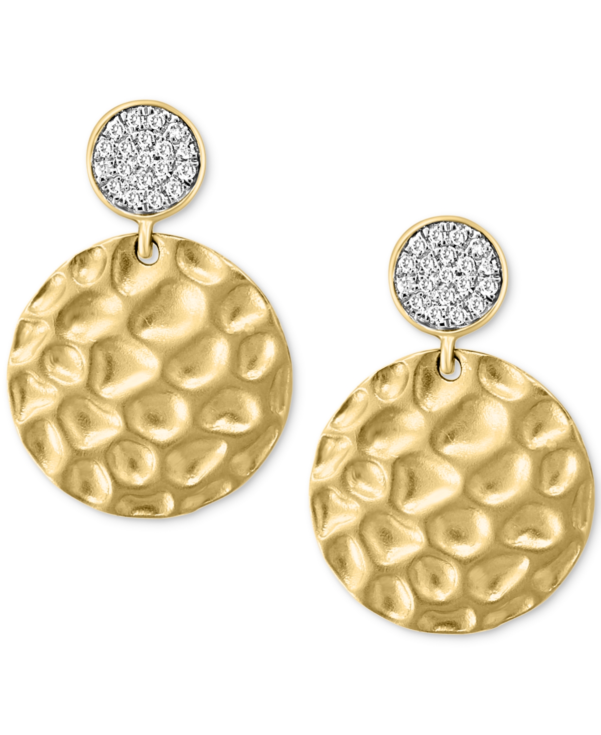Effy Collection Effy Diamond Textured Disc Drop Earrings (1/10 Ct. T.w.) In 14k Gold
