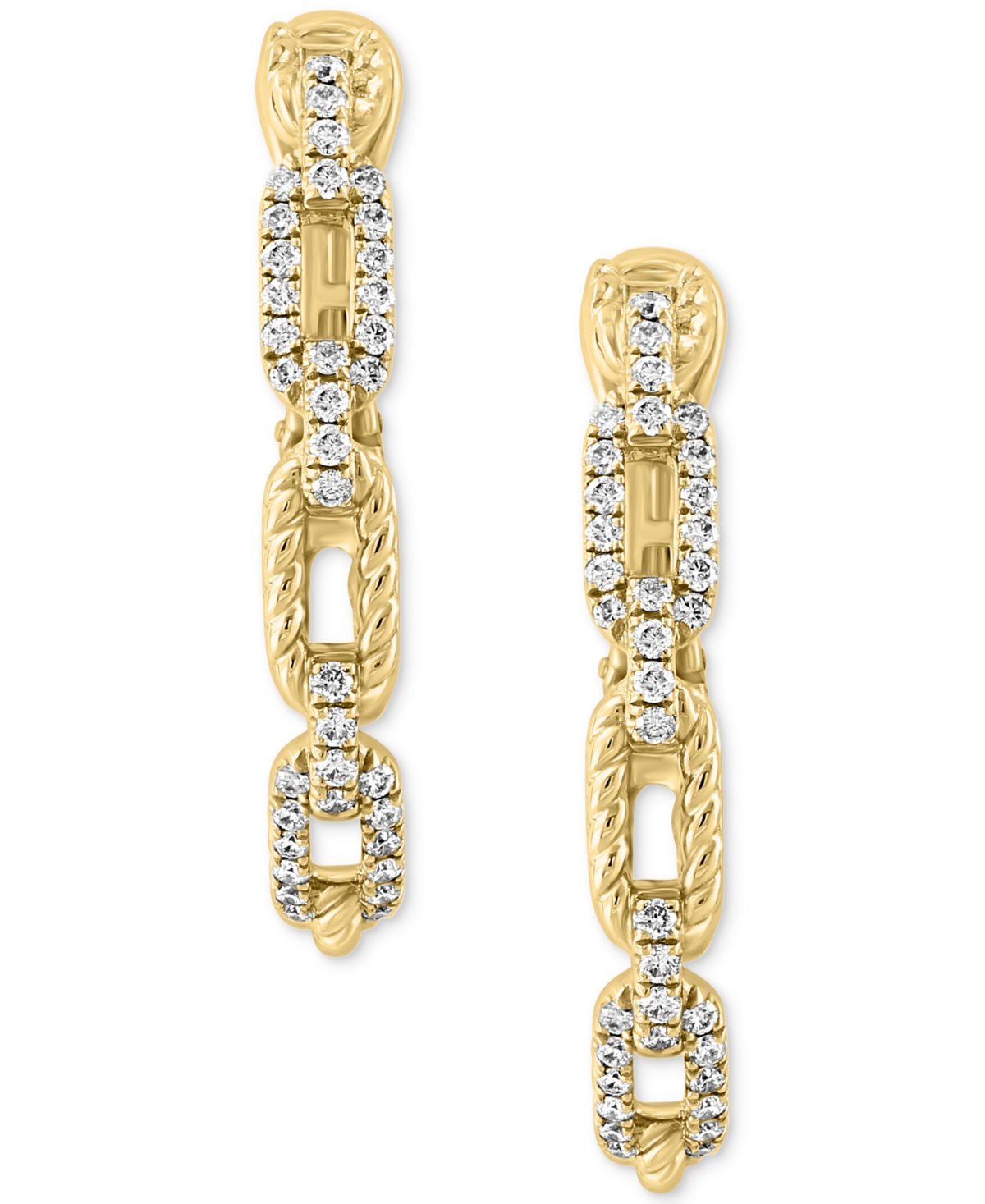 Effy Collection Effy Diamond Rope Chain Link Hoop Earrings (3/8 Ct. T.w.) In 14k Gold