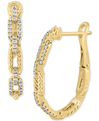 EFFY&reg; Diamond Rope Chain Link Hoop Earrings (3/8 ct. t.w.) in 14k Gold