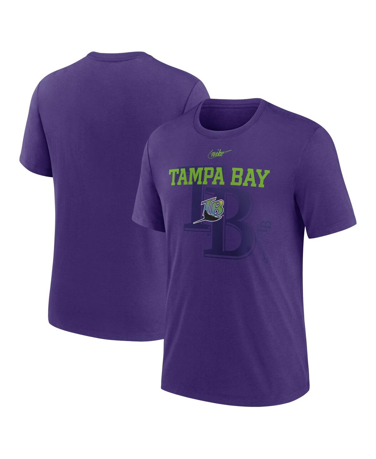 Shop Nike Men's  Purple Tampa Bay Rays Rewind Retro Tri-blend T-shirt