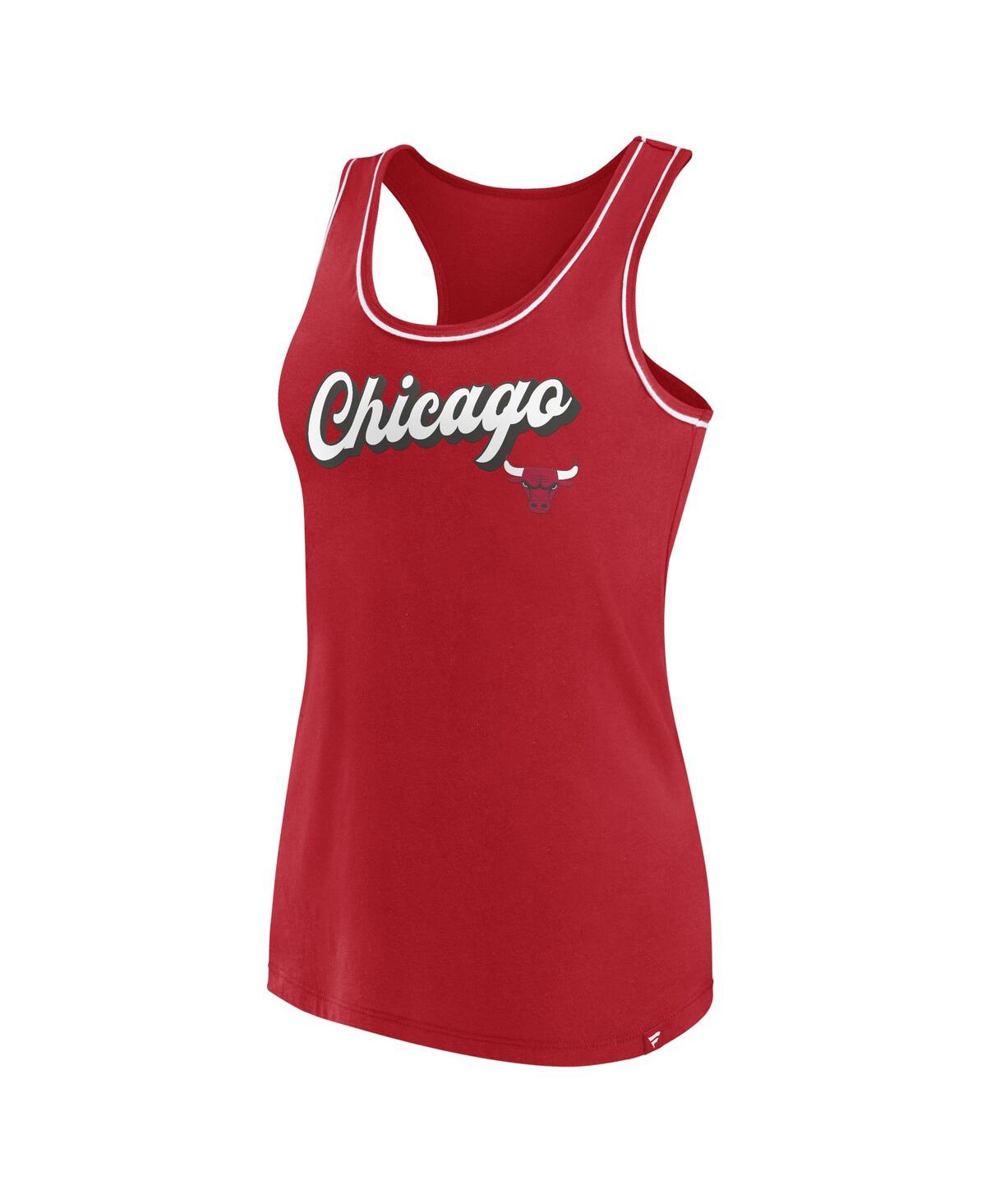 Shop Fanatics Women's  Red Chicago Bulls Wordmark Logo Racerback Tank Top