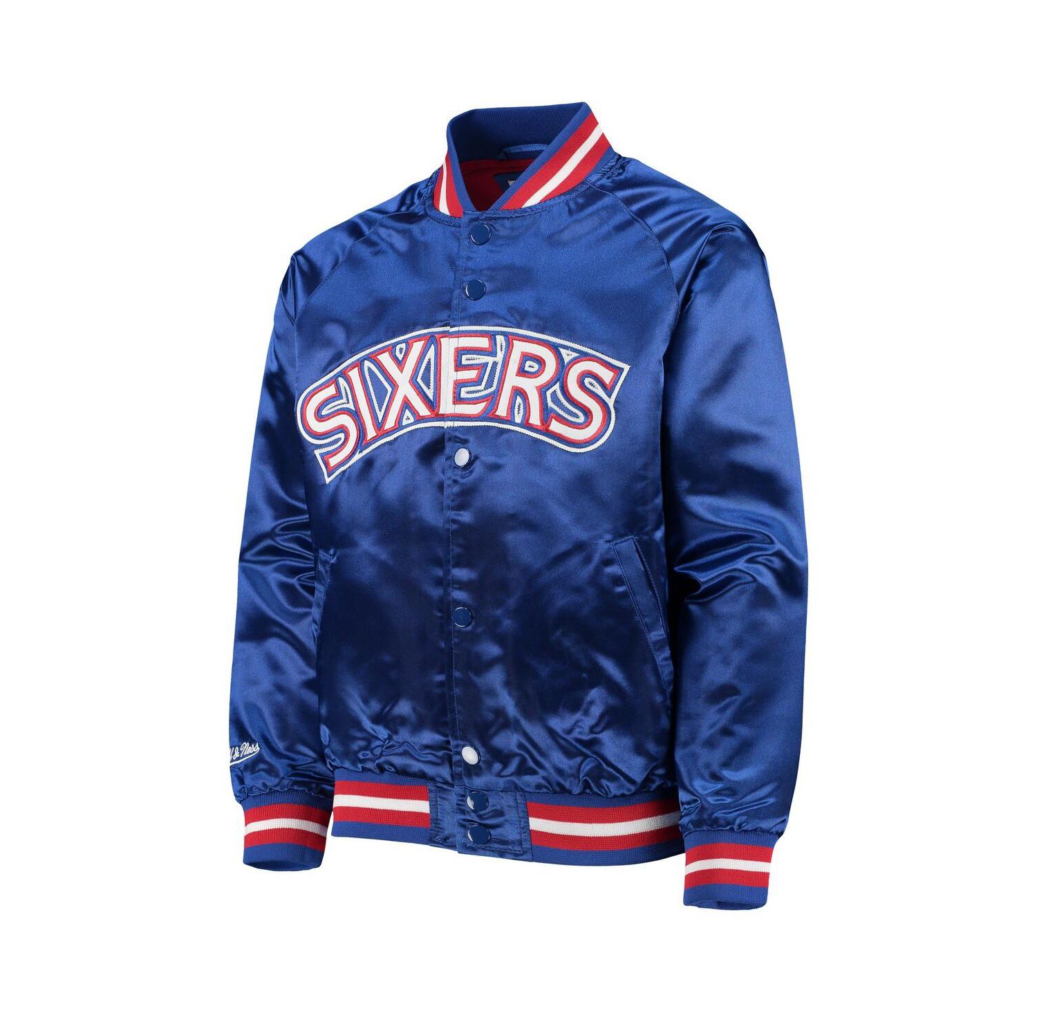 Big Boys and Girls Royal Philadelphia 76ers Hardwood Classics Satin Raglan Full-Snap Jacket