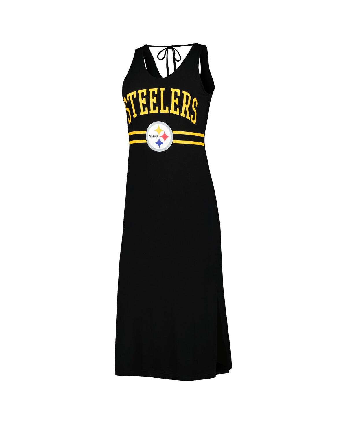 Women's G-III 4Her by Carl Banks Black Pittsburgh Steelers Training V-Neck Maxi Dress