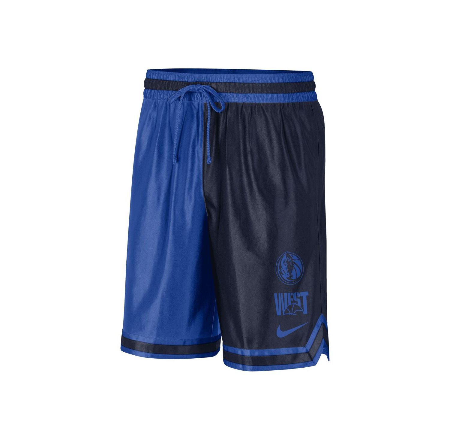 Men's Navy, Blue Dallas Mavericks Courtside Versus Force Split DNA Performance Shorts