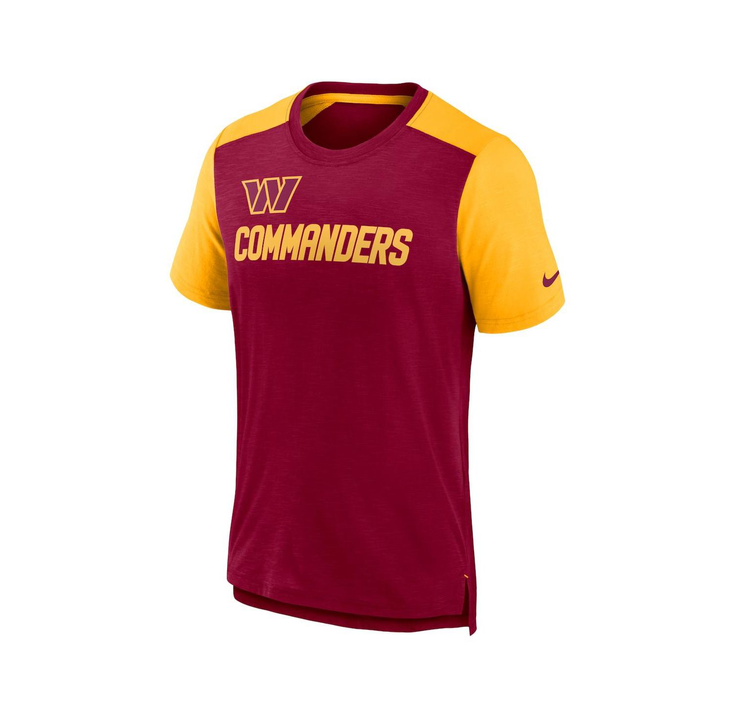 Men's Heathered Burgundy, Heathered Gold Washington Commanders Color Block Team Name T-shirt