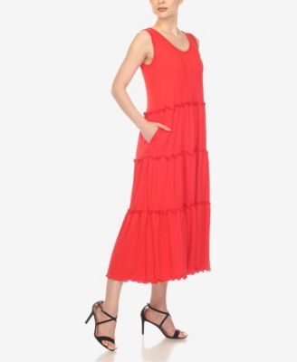 Women's Scoop Neck Tiered Midi Dress