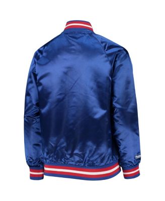 Big Boys and Girls Royal Philadelphia 76ers Hardwood Classics Satin Raglan Full-Snap Jacket