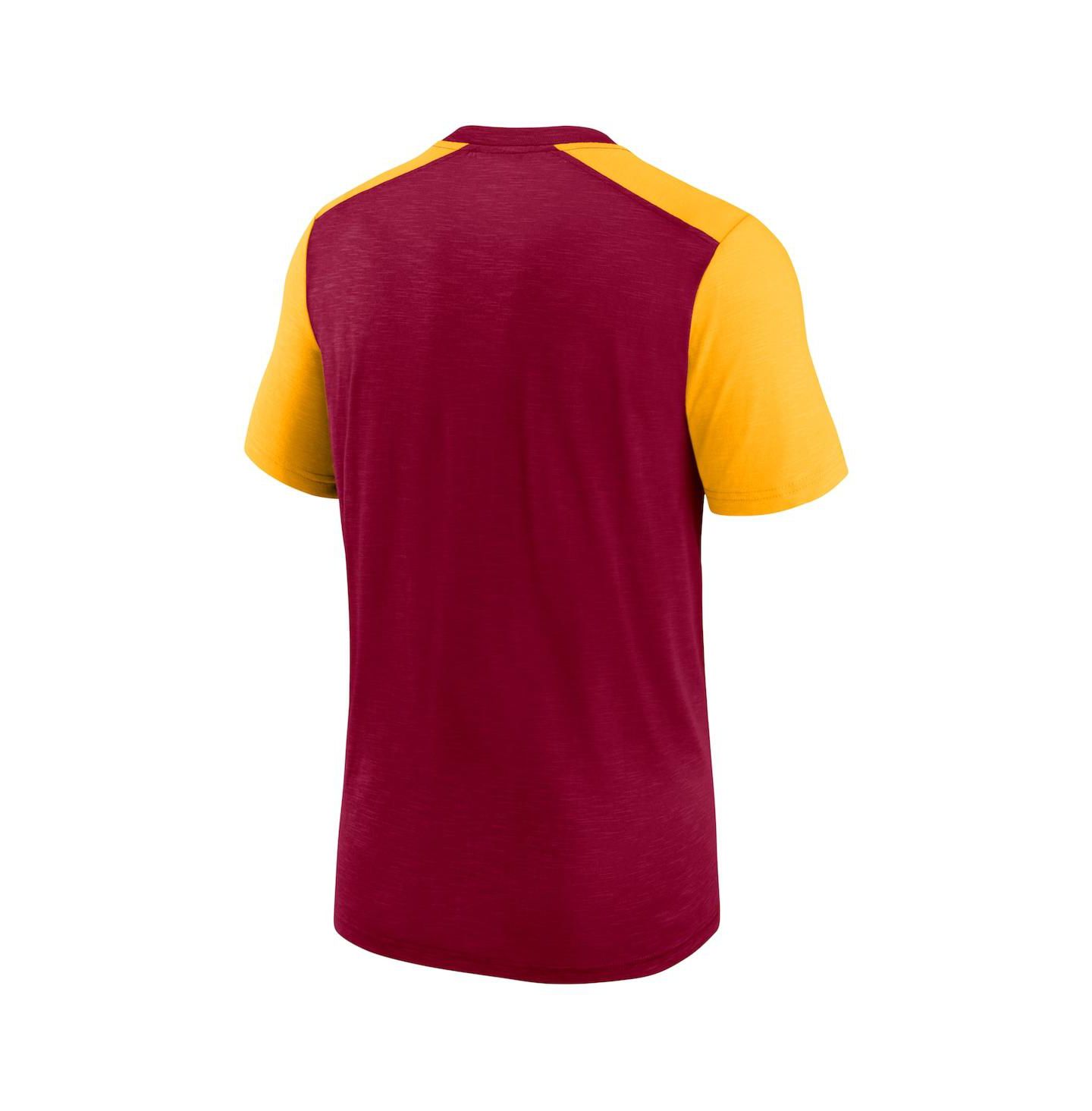 Мужская футболка Nike Heathered Burgundy, Heathered Gold Washington Commanders Color Block Team Name — фото 4