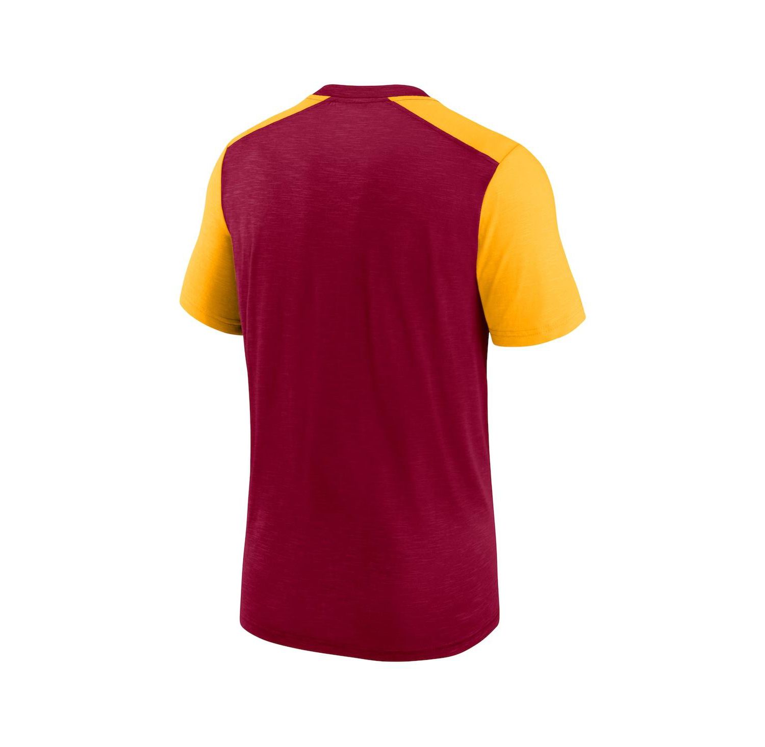 Men's Heathered Burgundy, Heathered Gold Washington Commanders Color Block Team Name T-shirt