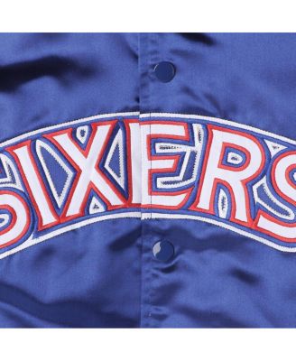 Big Boys and Girls Royal Philadelphia 76ers Hardwood Classics Satin Raglan Full-Snap Jacket