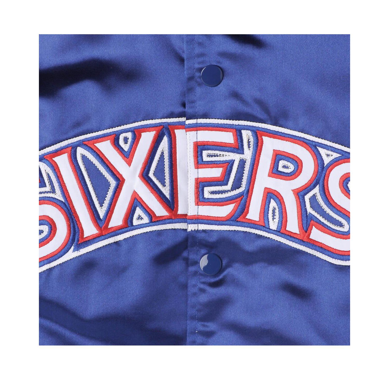 Big Boys and Girls Royal Philadelphia 76ers Hardwood Classics Satin Raglan Full-Snap Jacket