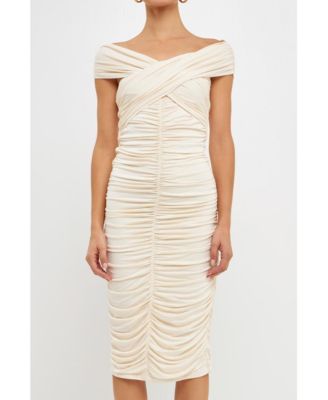 Women's Draped Knit Midi Dress