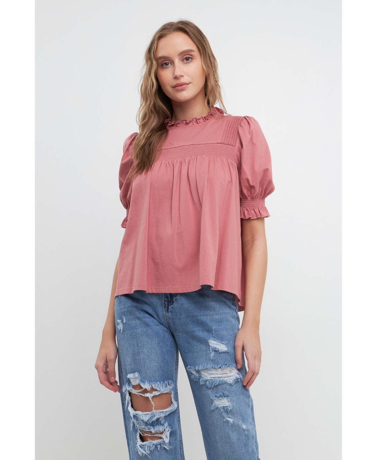 Free the Roses Women's Smocking Yoke T-Shirt