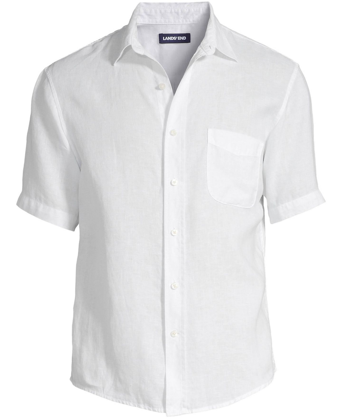 Мужская рубашка Lands' End Traditional Fit Short Sleeve Linen, цвет: Белый — фото 2