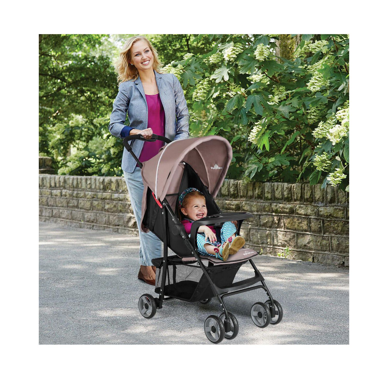 Foldable Lightweight Baby Stroller Kids Travel Pushchair 5-Point
