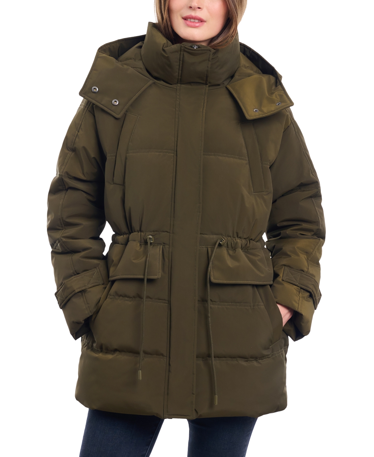 Shop Lucky Brand Women's Oversized Hooded Anorak Puffer Coat In Army