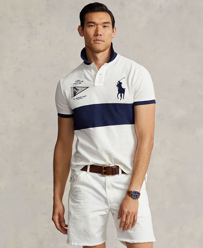 Polo Ralph Lauren Men's Custom Slim Fit Big Pony Mesh Polo Shirt - Macy's