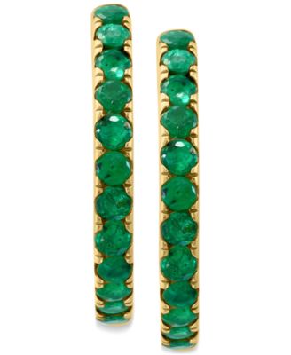 EFFY&reg; Emerald Small Hoop Earrings (7/8 ct. t.w.) in Gold-Plated Sterling Silver, 0.5" (Also available in Sapphire and Ruby)