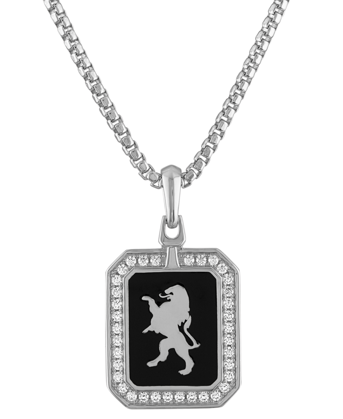 Bulova Men's Crest Of Bohemia Diamond (1/2 Ct. T.w.) Pendant Necklace In Sterling Silver, 24" + 2" Extender In Na