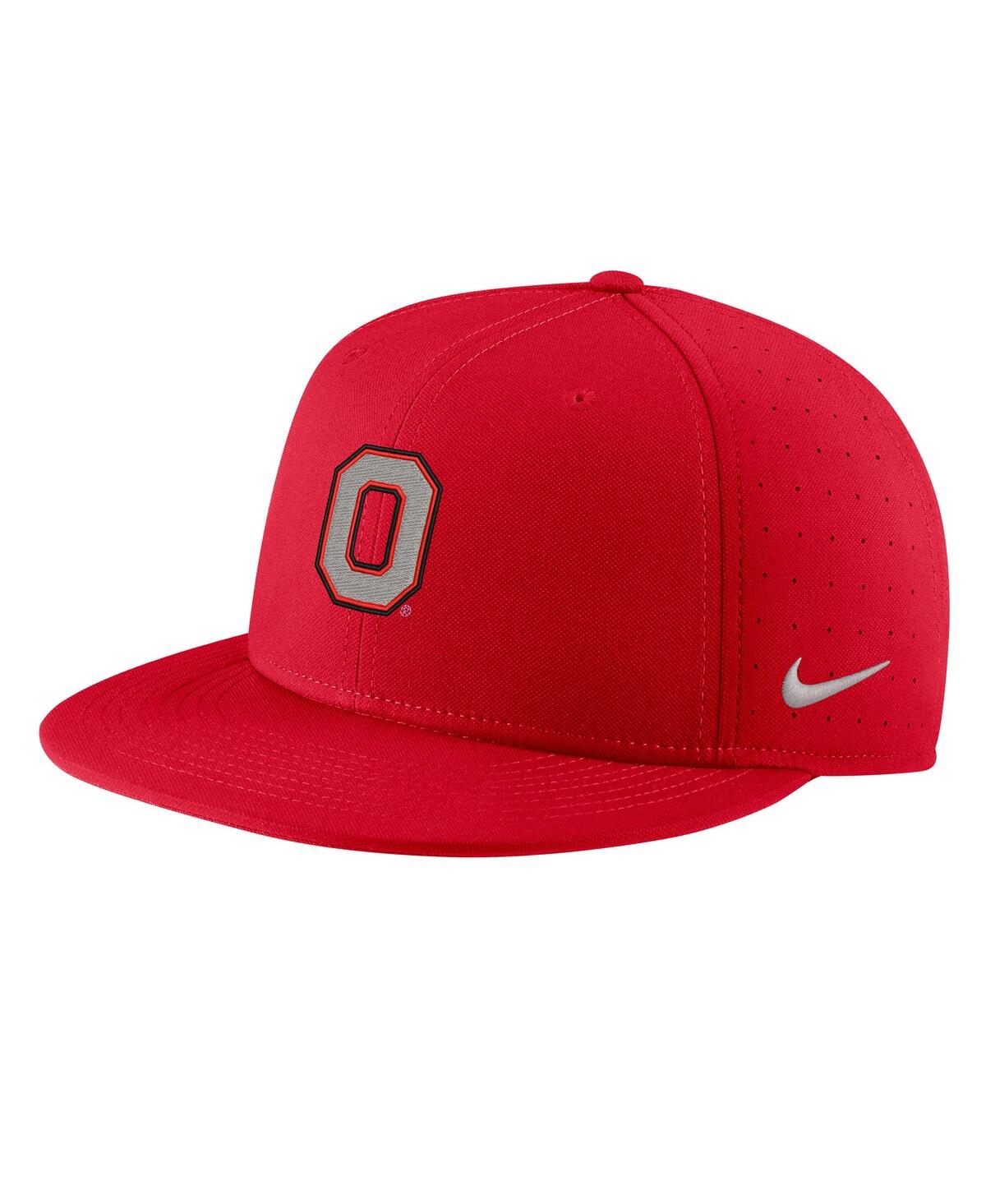 Shop Nike Men's  Scarlet Ohio State Buckeyes Aero True Baseball Performance Fitted Hat