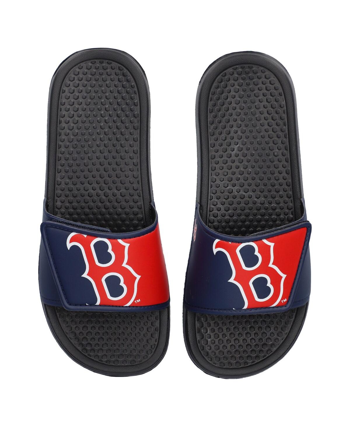 Foco Kids' Youth Boys And Girls  Boston Red Sox Colorblock Big Logo Legacy Slide Sandals In Black