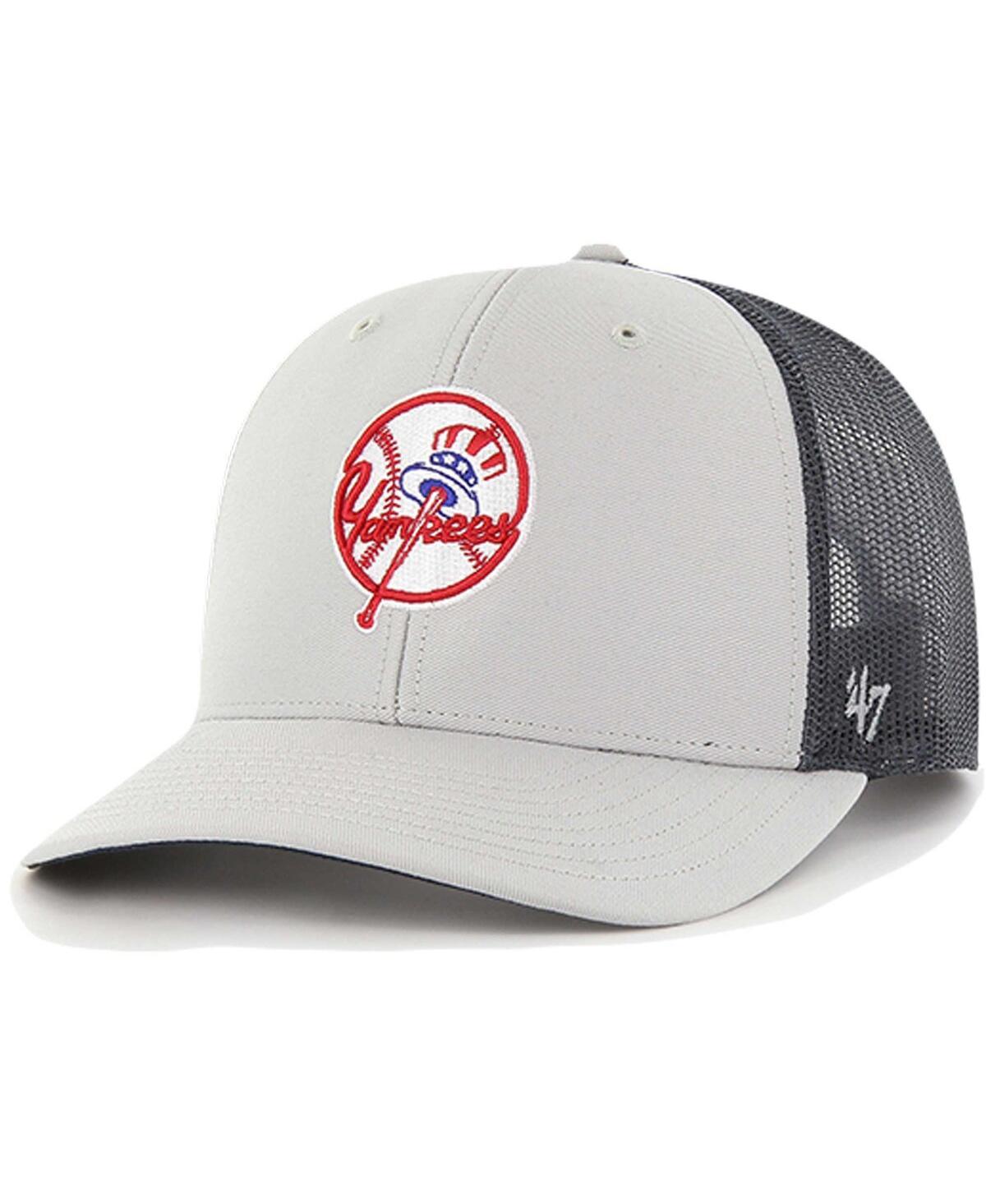 47 Brand Men's ' Gray New York Yankees Secondary Trucker Snapback Hat
