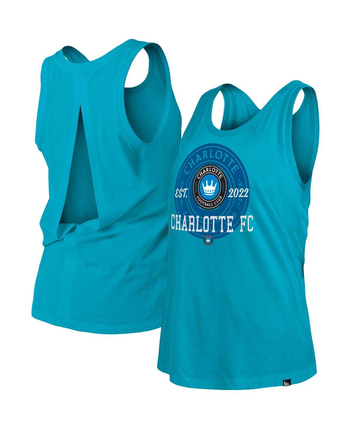 Shop New Era Women's  Blue Charlotte Fc Athletic Split Back Tank Top