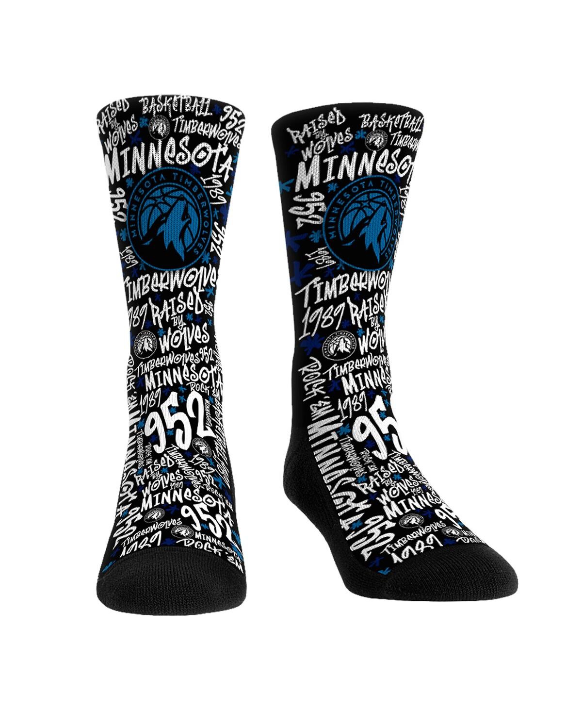 Rock 'em Men's And Women's  Socks Minnesota Timberwolves Graffiti Crew Socks In Black,white
