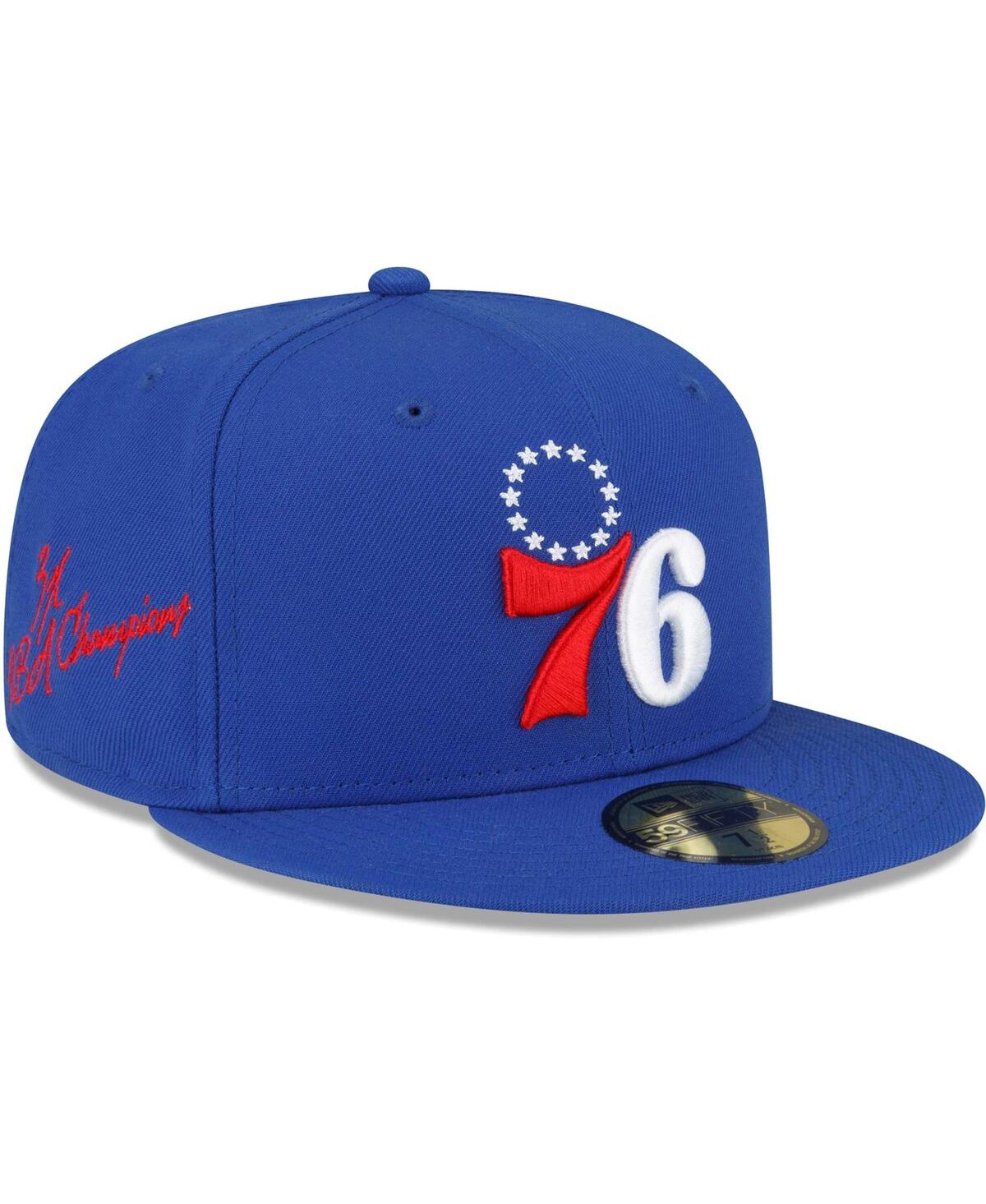 Men's New EraPhiladelphia 76ers 3x Nba Finals Champions Dual-Tone Logo 59FIFTY Fitted Hat - Royal
