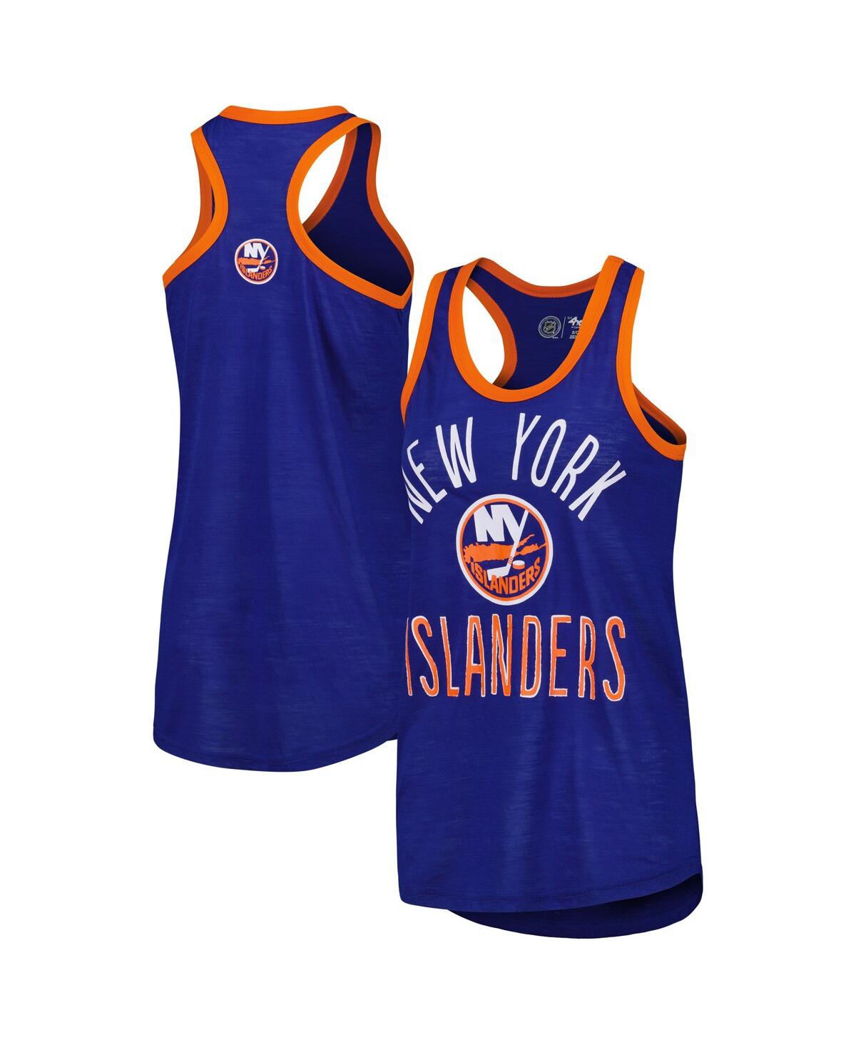 Shop G-iii 4her By Carl Banks Women's  Royal New York Islanders First Base Racerback Scoop Neck Tank Top