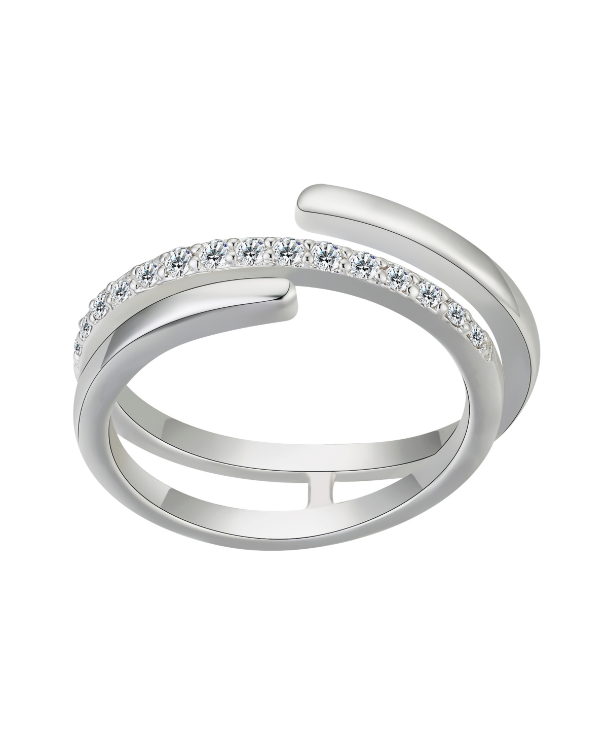 Unwritten Fine Silver Plated Cubic Zirconia Wrap Ring