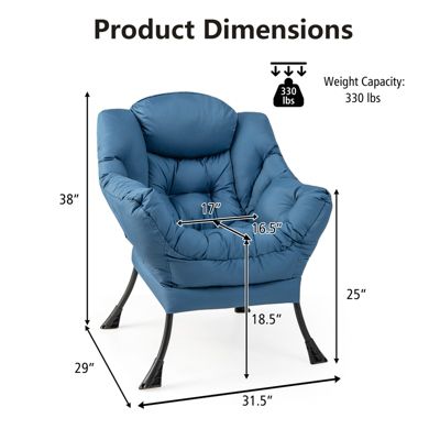 Modern Polyester Fabric Lazy Chair Single Sofa Chair w/Side Pocket