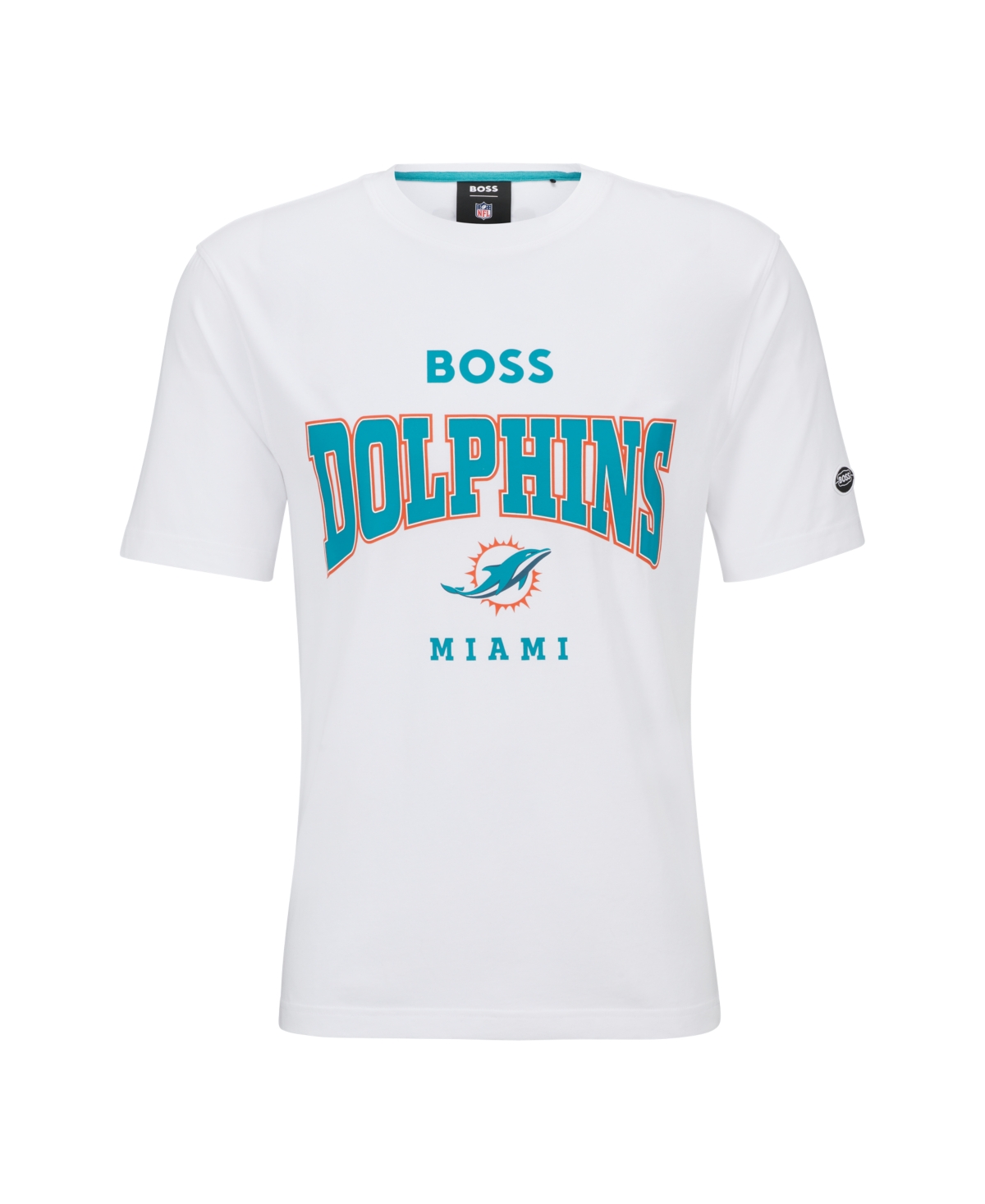 Hugo Boss Boss X Nfl Stretch-cotton T-shirt With Collaborative Branding In Natural