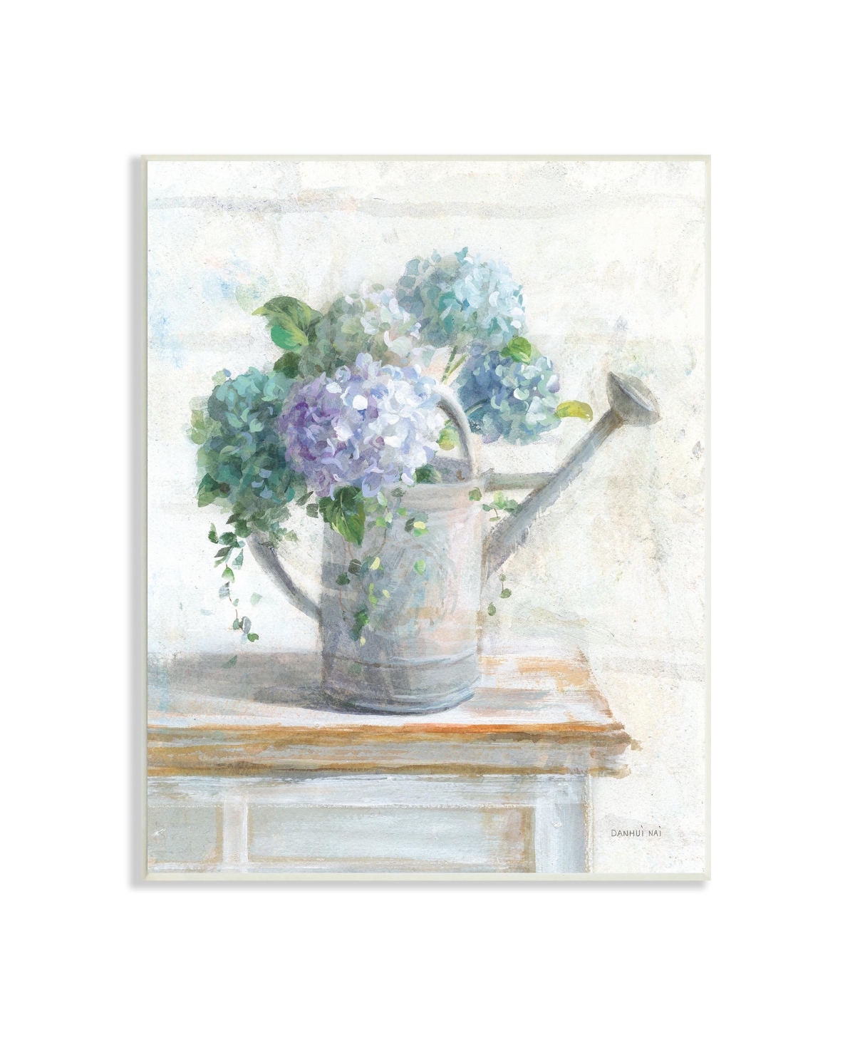 Stupell Industries Hydrangeas In Watering Can Wall Plaque Art, 13" X 19" In Multi-color