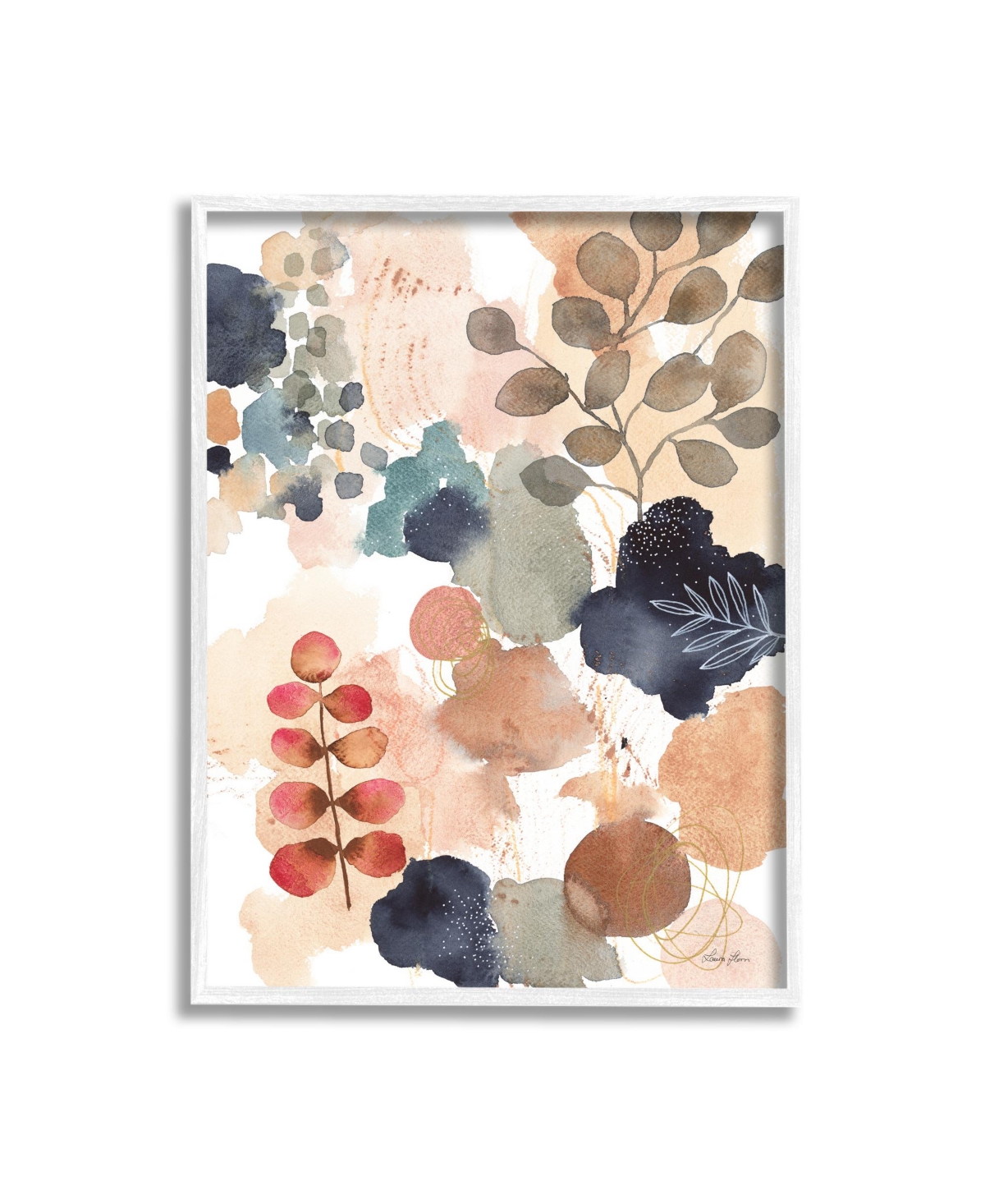 Stupell Industries Abstract Boho Botanical Shapes Framed Giclee Art, 11" X 1.5" X 14" In Multi-color