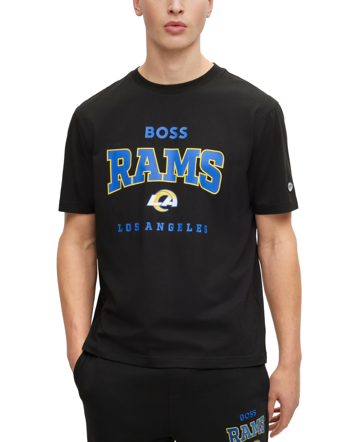 Hugo Boss Boss X Nfl Stretch-cotton T-shirt With Collaborative Branding In Black