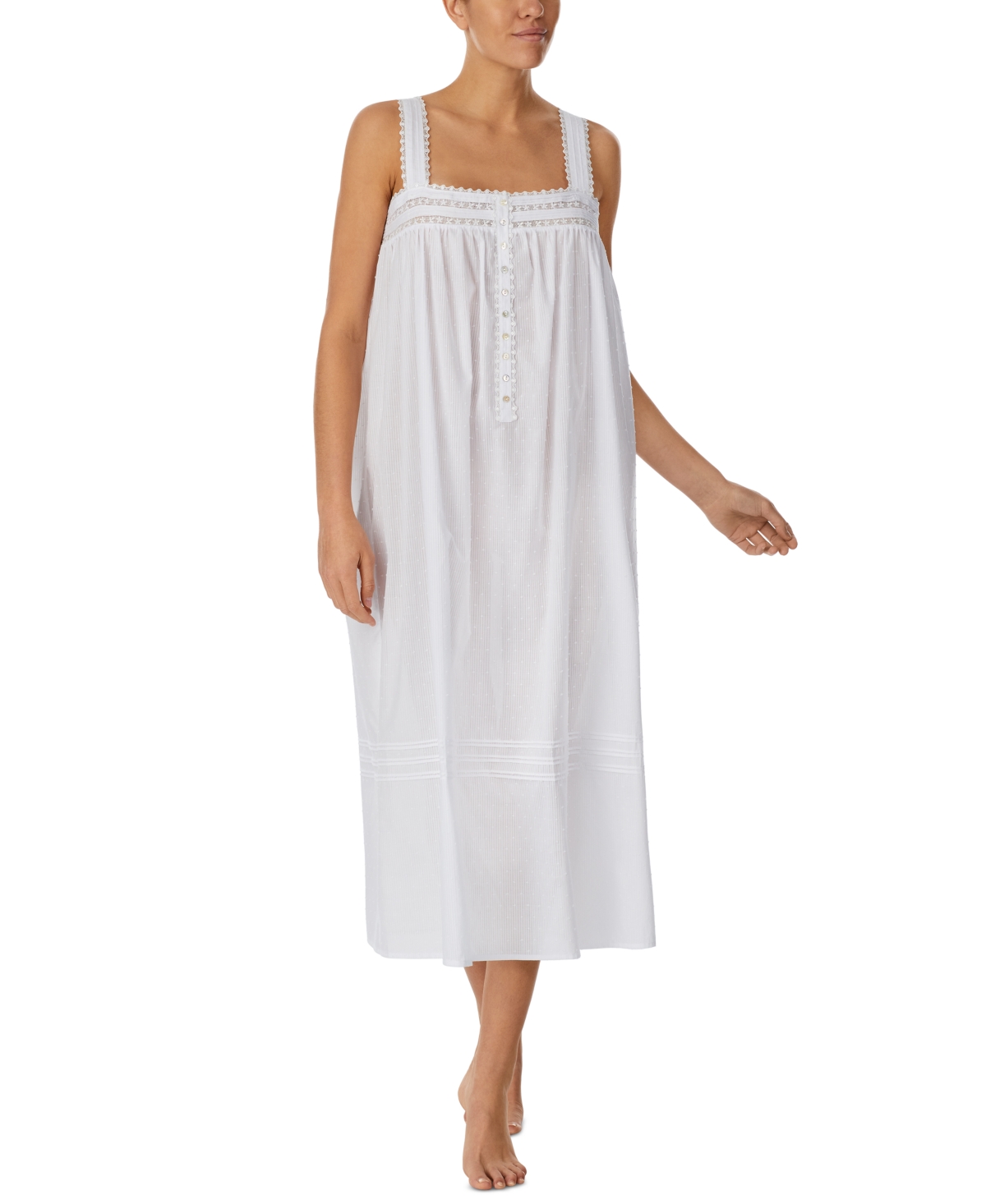 Eileen West Sleeveless Cotton Ballet Nightgown In White