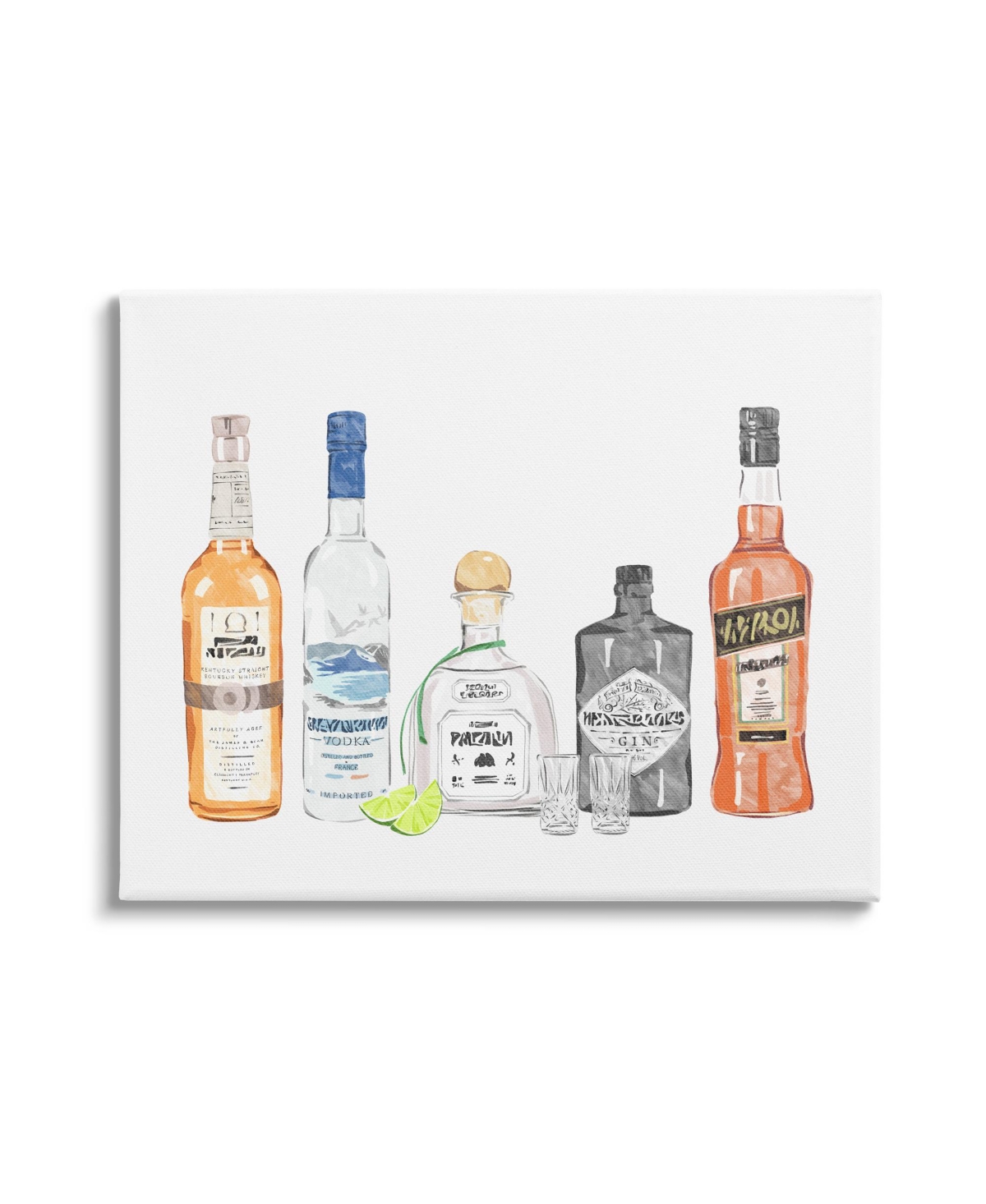 Stupell Industries Mixed Bar Liquor Bottles Canvas Wall Art, 36" X 1.5" X 48" In Multi-color