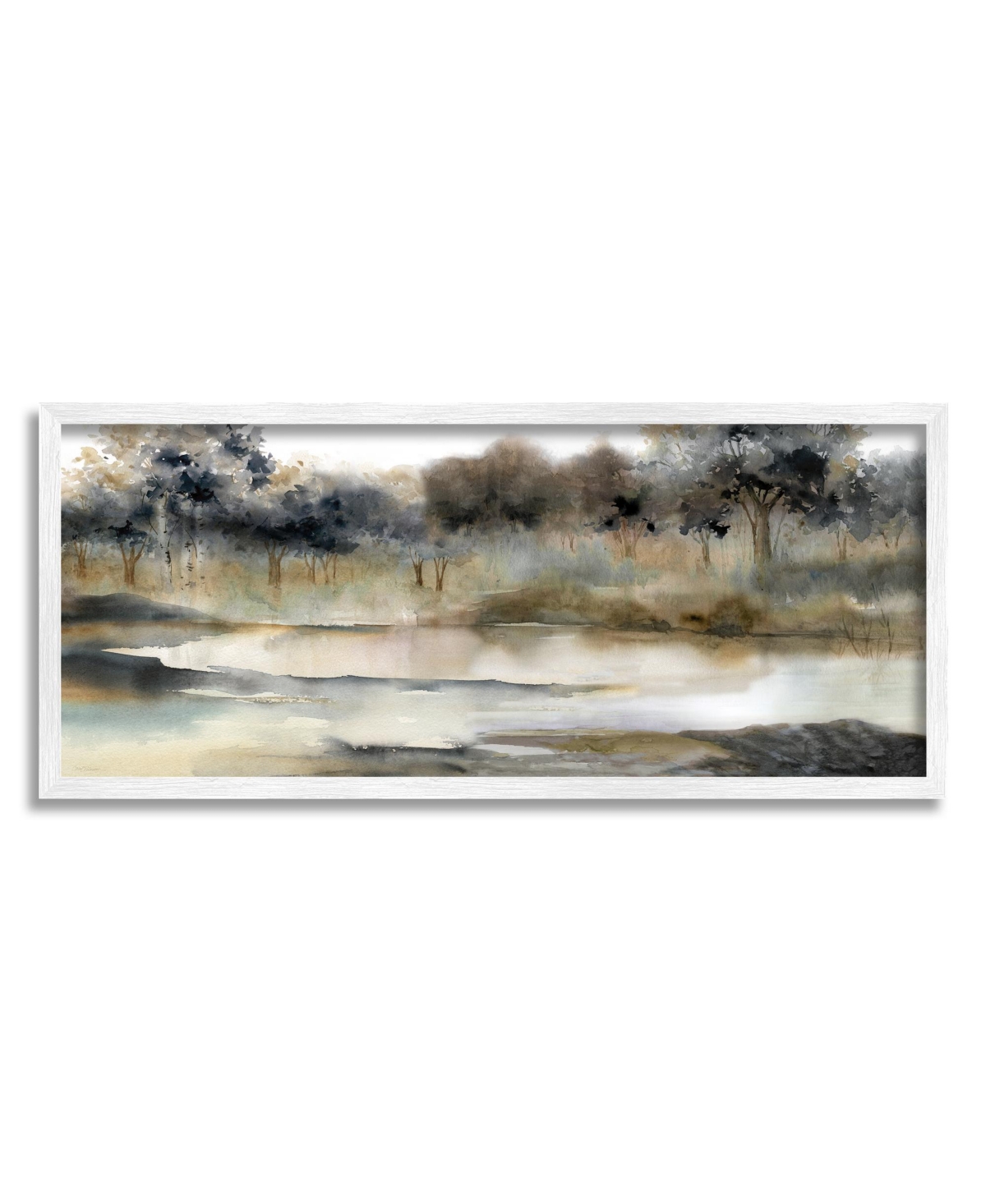 Stupell Industries Trees By Lakeside Landscape Framed Giclee Art, 10" X 1.5" X 24" In Multi-color