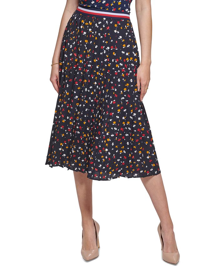 Tommy Hilfiger Women's Floral-Print Pleated Midi Dress - Macy's