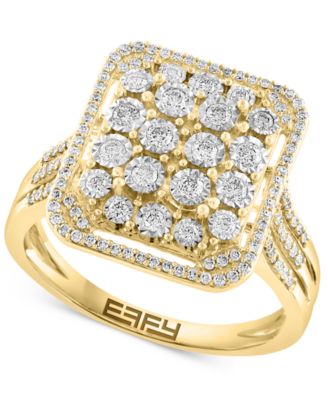 EFFY Collection - Diamond Rectangle Cluster Split Shank Ring (1/2 ct. t.w.) in 14k Two-Tone Gold