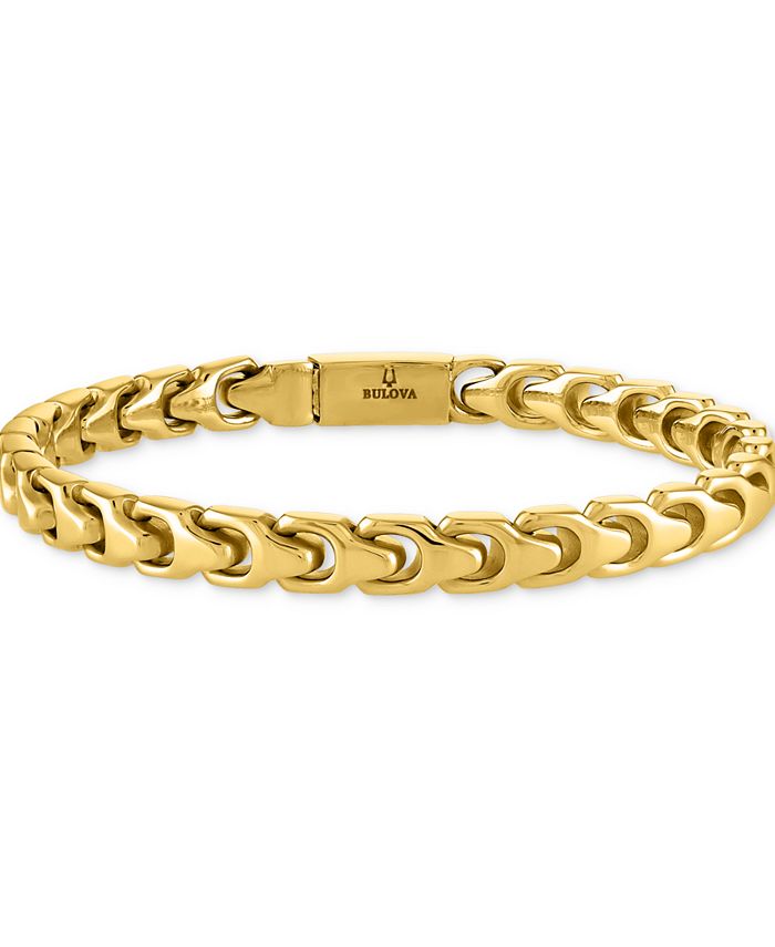 Bulova Men's Link Bracelet in Gold-Plated Stainless Steel - Macy's
