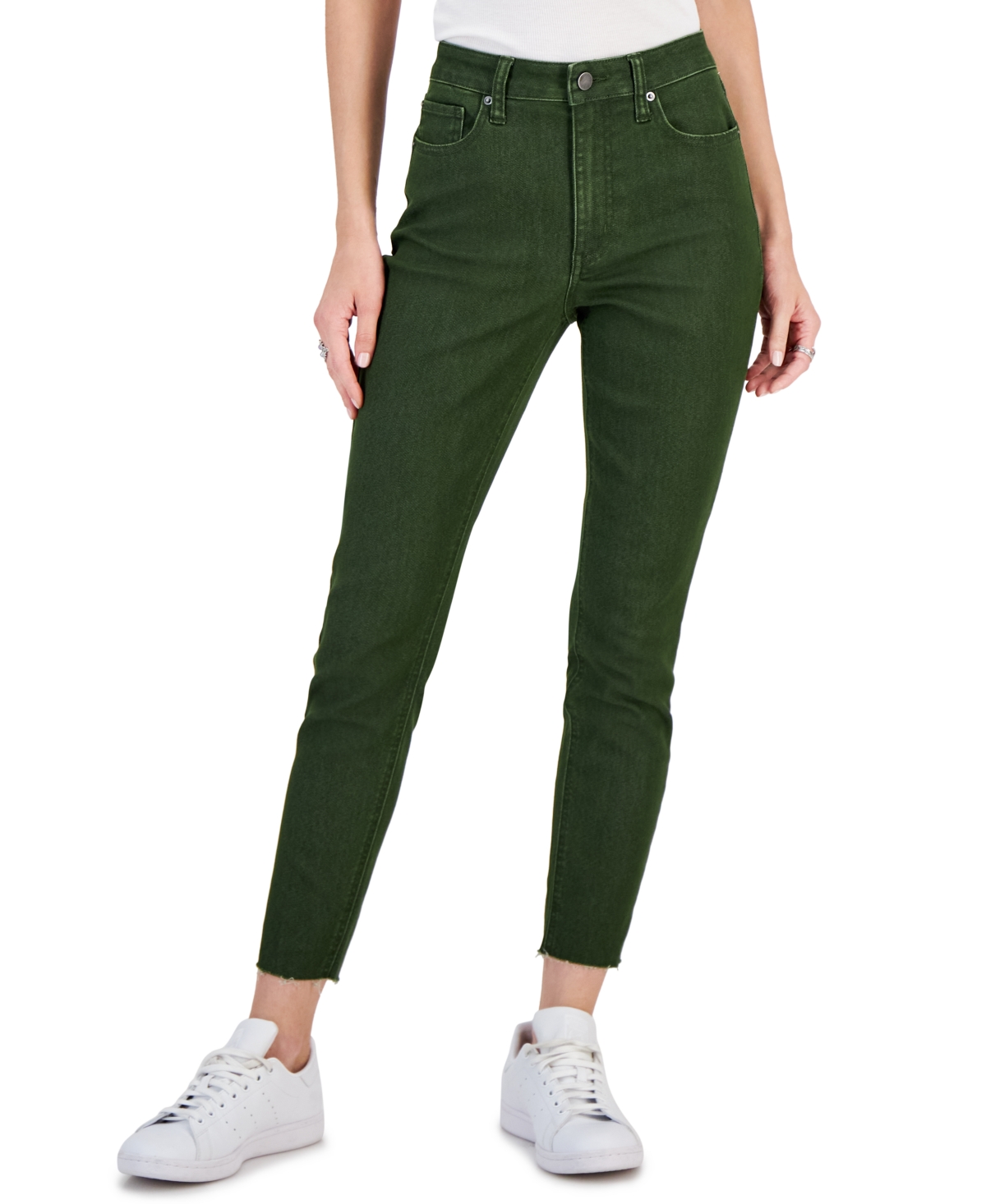 Tinseltown Juniors' Perfect Lift Cut-hem Skinny Denim Jeans In Olive