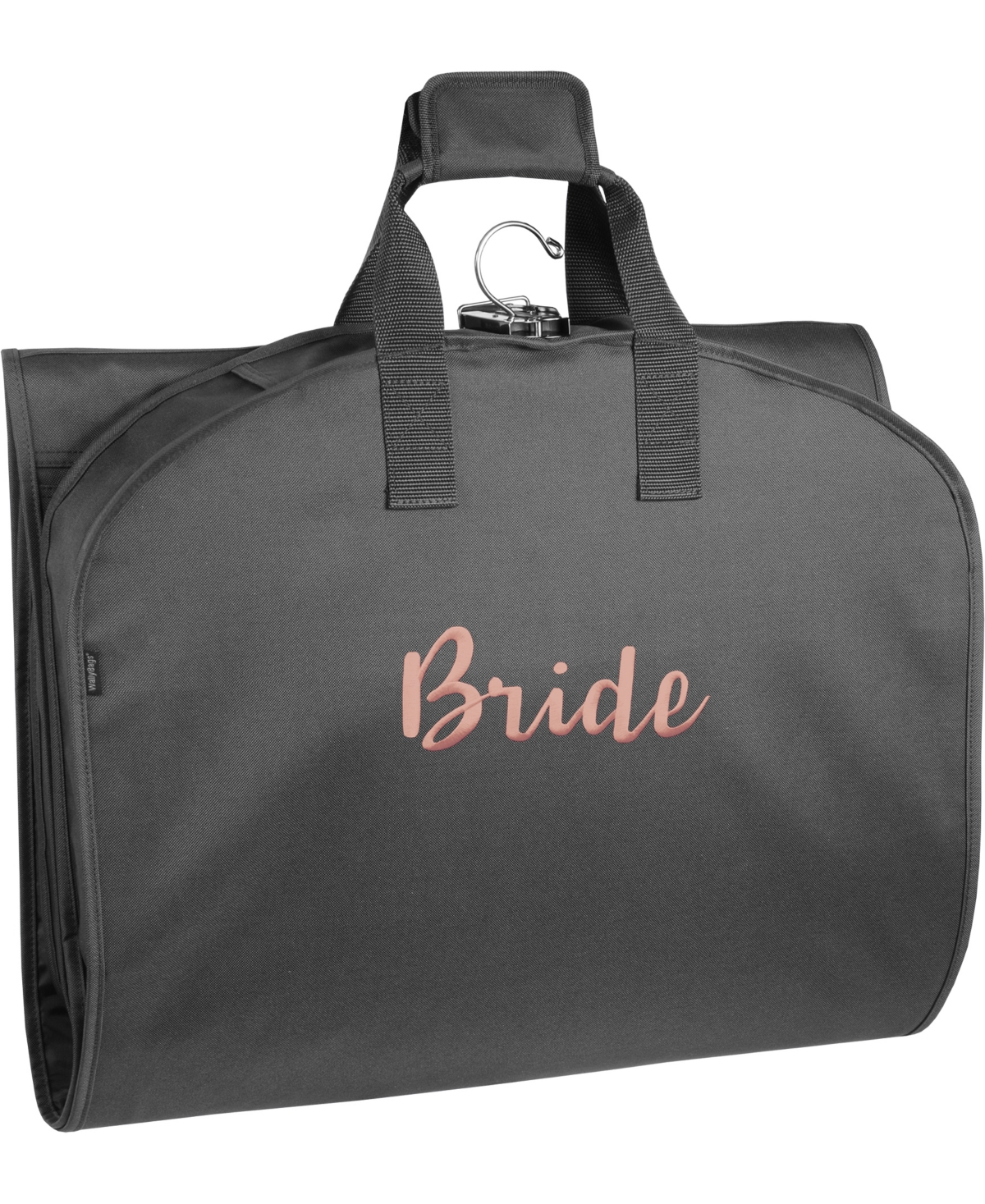 Wallybags 60" Premium Tri-fold Travel Garment Bag With Pocket And Bride Embroidery In Black - B Rose