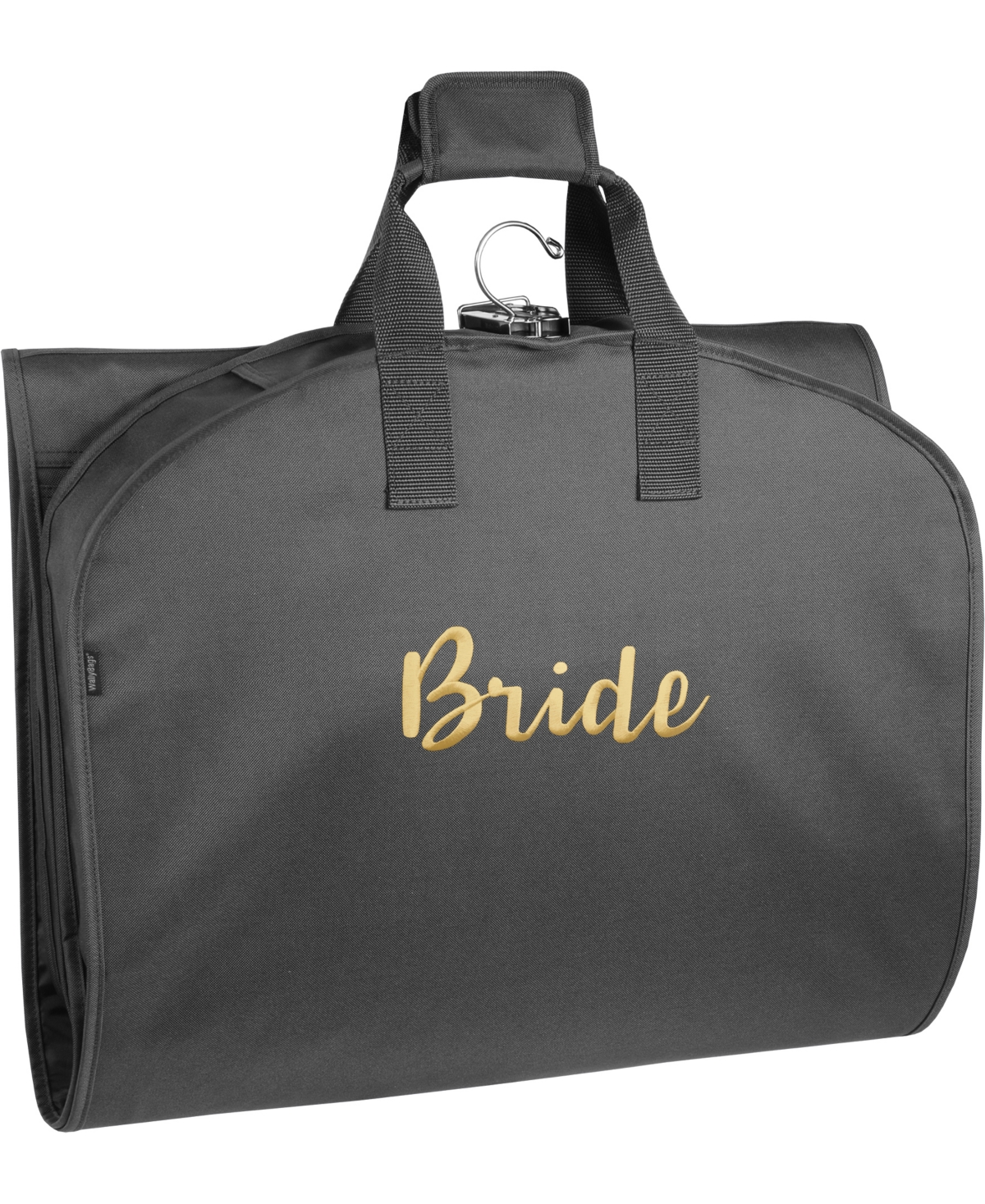 60" Premium Tri-Fold Travel Garment Bag with Pocket and Bride Embroidery - Black - B Rose