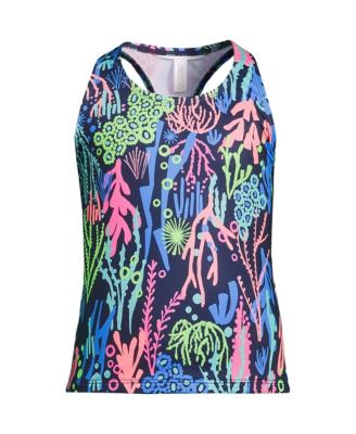 Canotta Ragazza Lands' End Pattern Racerback – Aqua Ice Floral, 100% Cotone